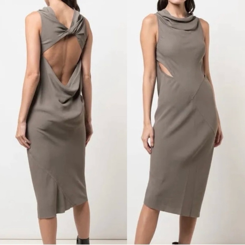 Rick Owens SS 20 Tecuatl Cowl Neck Midi Dress.
